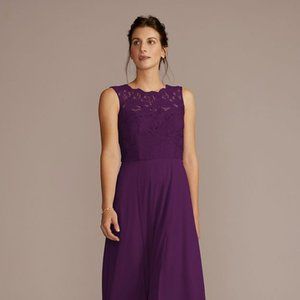 Stretch lace chiffon sleeveless David's Bridal bridesmaid dress